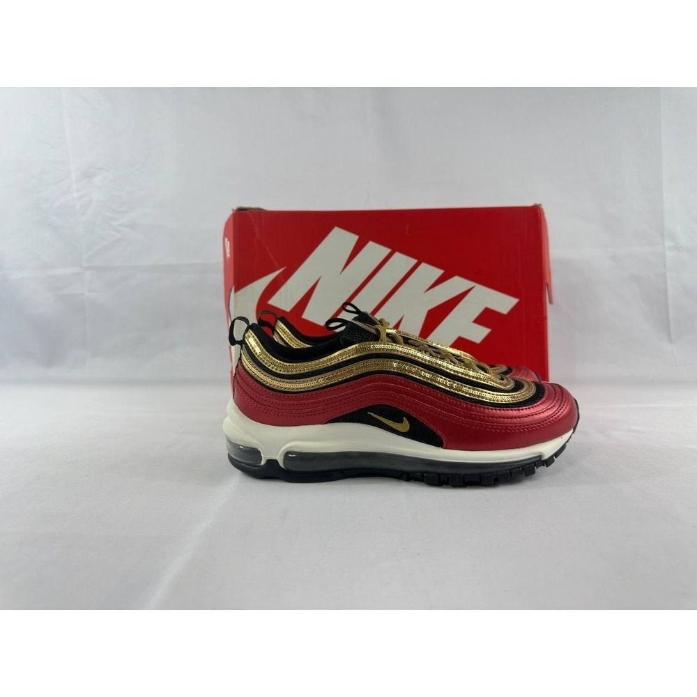 Nike Air Max 97 University Red Metallic Gold Sequin CT1148-600 Womens Size 7